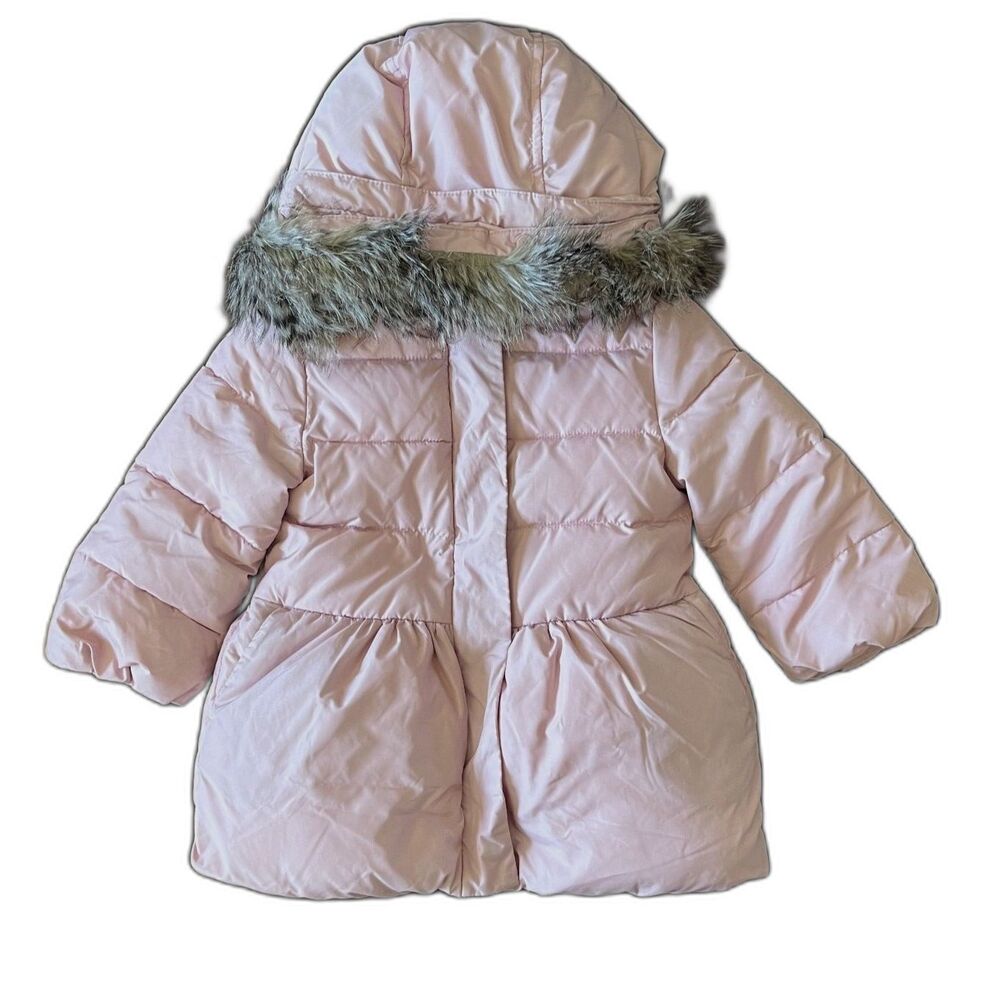 Baby Gap Girls 2T Pink PrimaLoft Puffer Coat Faux Fur Hood Winter Parka